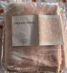 English Home Baby Blanket/Pillowcase Set, Birdy Talk, Pink/White - Picture 1 of 5