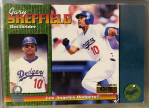 1999 Pacific Omega Gary Sheffield (#125) Platinum Blue parallel card /75