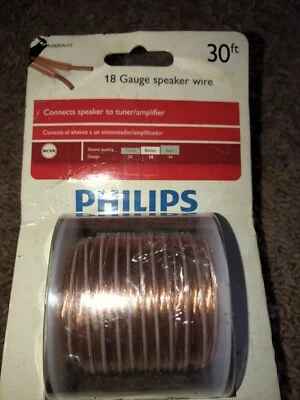 Cable de altavoz calibre 18 Philips 30 pies de longitud SWA2435W/17 - Nuevo sellado Foto 1 de 2