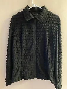 CLARA S BLACK RUFFLED JACKET WITH ZIPPER UP FRONT & SLEEVES SIZE XL NWOT - Picture 1 of 3