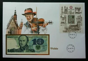 [SJ] Poland Building 1985 Architecture Place Musicians FDC (banknote cover) - Picture 1 of 8