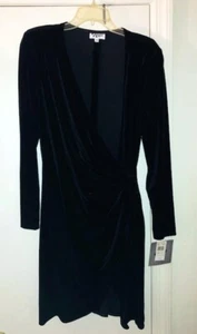 Riggio Black Wrap Dress Womens Size 14 Vintage 90s Evening Cocktail Prom NWT - Picture 1 of 3
