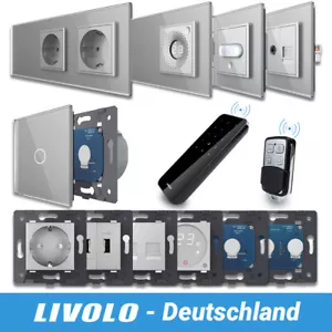 Livolo Glas Funk Touch Schalter Lichtschalter Steckdosen Wechselschalter in Grau - Bild 1 von 86