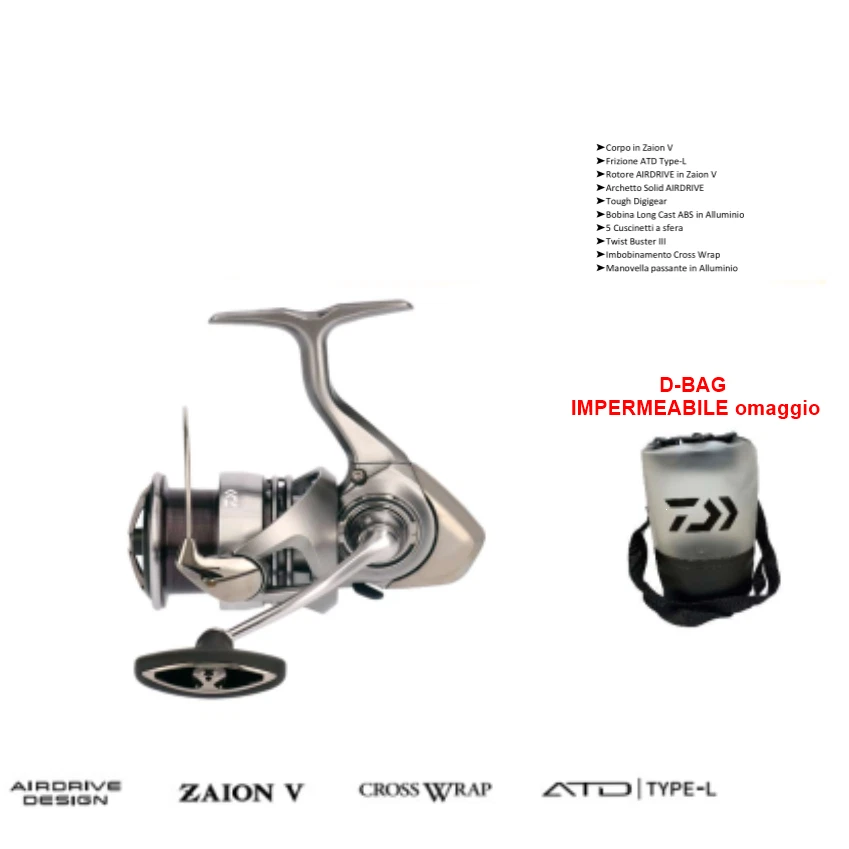 NEW MULINELLO DAIWA EXCELER 23 LT GAMMA COMPLETA + D-BAG IMPERMEABILE IN OMAGGIO