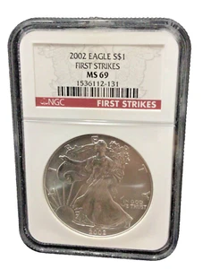 2002 American Silver Eagle NGC Certified Graded MS-69 FIRST STRIKE US Coin 2131 - Picture 1 of 2