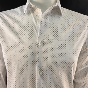 Calvin Klein CK Logo Print Pattern Boys Shirt Sz 20 Slim Fit Stretch Button Up - Picture 1 of 9