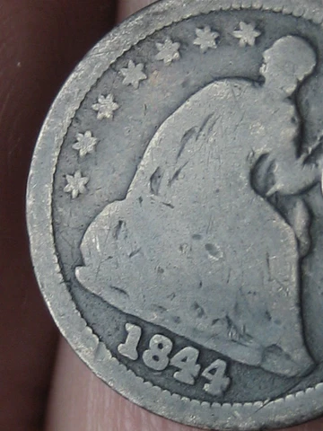 1844 P Seated Liberty Half Dime- Philadelphia, VG Details, RPD Cover