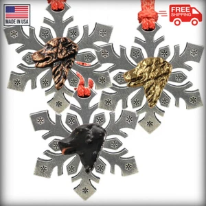 Pewter Flat Coated Retriever Snowflake Christmas Tree Ornaments, Made in the USA - Picture 1 of 5
