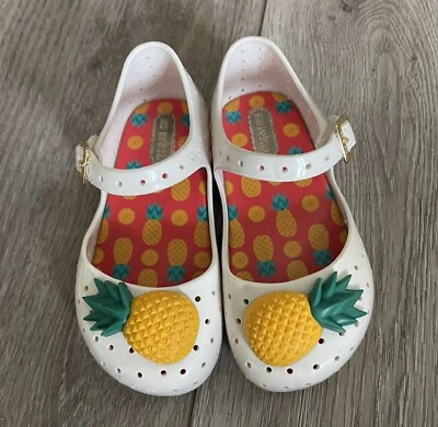 Mini Melissa Niñas Pequeñas Blanco Furadinha Piña Mary Jane Zapatos Niño 8 Foto 1 de 4