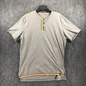 Prana Shirt Mens XL Gray Henley Breathe Striped Accents Short Sleeve - Picture 1 of 8