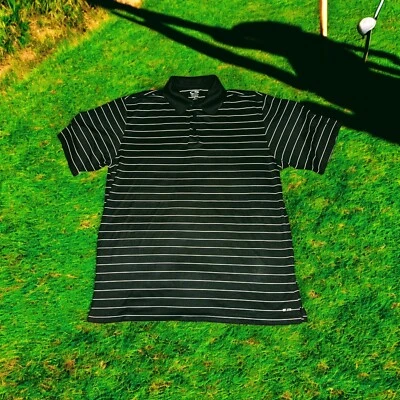 C9 CHAMPION 高尔夫黑色白色条纹马球衬衫男式 L 码短袖  — 第 1/4 张图片
