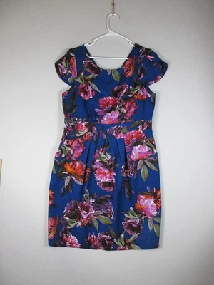 Vestido para mujer Moulinette Soeurs floral cuello redondo manga gorra talla 16 azul Foto 1 de 4