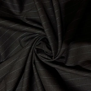 Charcoal Superfine 180 Wool Blue Stripe X 58" wide - Picture 1 of 6