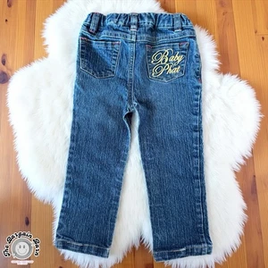 Vintage Y2K Baby Phat Toddler Girls Gold Embroidered Logo 2000s Jeans (18M) - Picture 1 of 6