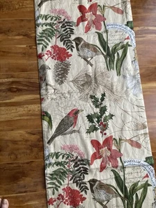 Pottery Barn XMAS Table Runner Holly Amaryllis Birds 90”x18” - Picture 1 of 8