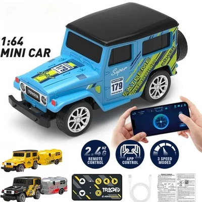 1:64 Mini Alu Romote Control Car with LED Lights 2.4Ghz Remote and App Control - Bild 1 von 4