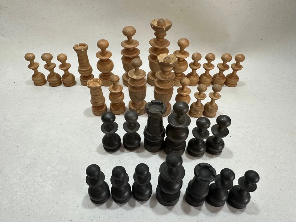 Vintage French Regency Style Turned Wooden Chess Pieces Spare Replacement Parts - Image 1 of 1