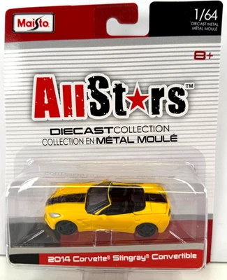 Maisto All Stars 2014 Corvette Stingray conversível amarelo 1:64 fundido novo - Imagem 1 de 4