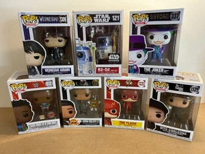 X7 Funko Pop Mixed Figures Bundle / Lot Wednesday Star Wars Batman Flash - Picture 1 of 12