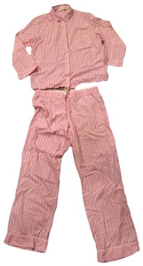 Victoria’s Secret Conjunto de Pijama Dos Piezas Rosa y Rosa Icónico Rayas Algodón Grande - Imagen 1 de 18