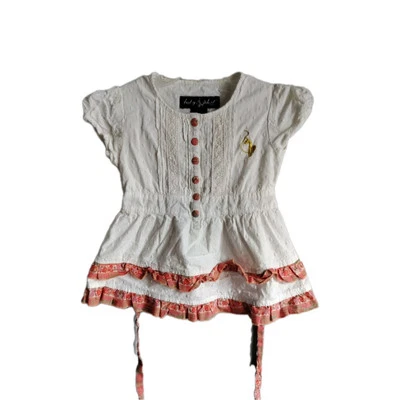  Blusa blusa feminina bebê phat com babados amarrados longos texturizados tamanho 5-6  - Imagem 1 de 4