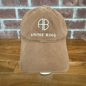 Anine Bing Womens Embroidered Logo Canvas Baseball Cap Hat Brown One Size - Photo 1/8