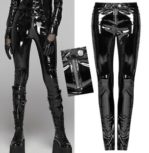 Pantalon slim zippé vinyle cuir vernis gothique punk cyber fétiche sexy PunkRave