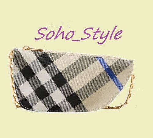 Borsa a tracolla Burberry Micro Shield check jacquard tela lichene nuova