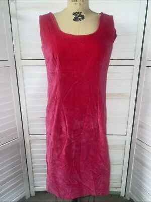 Vintage MCM Fuchsia Pink Velvet Velour Sheath Tank Dress M/L - Image 1 of 4