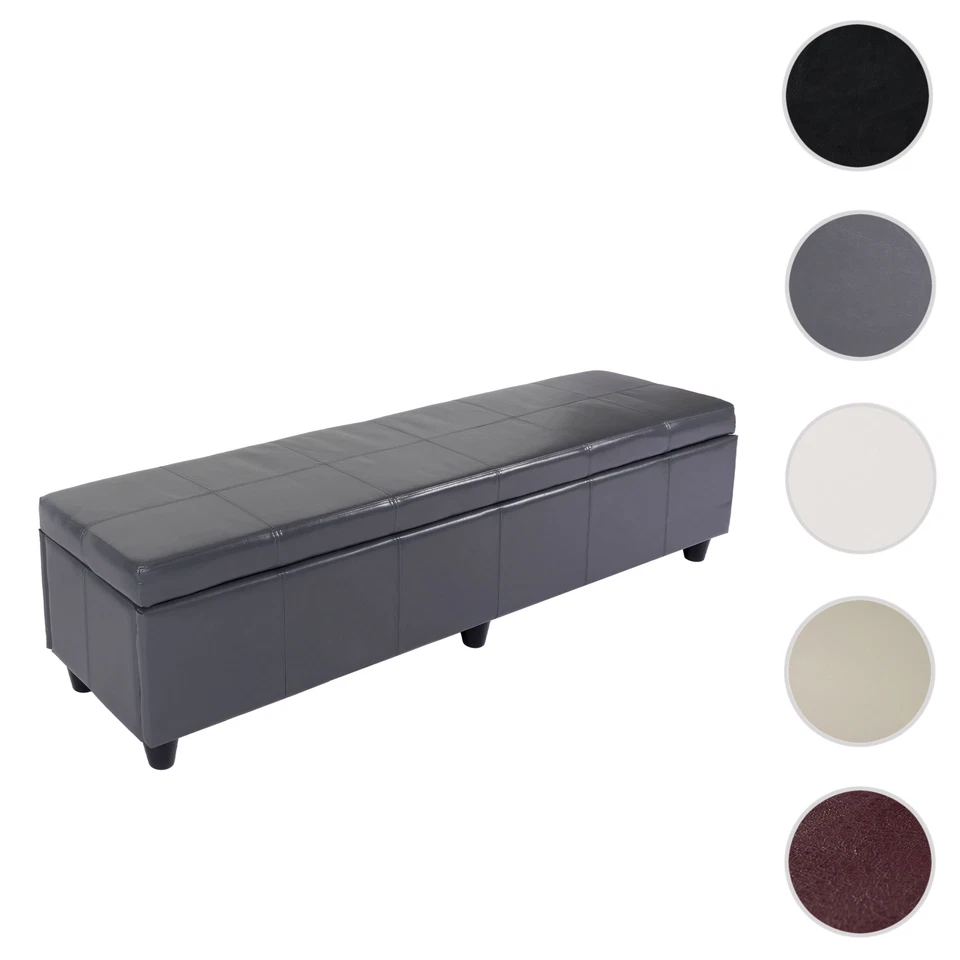 Aufbewahrungstruhe Truhe Kriens XXL Kunstleder/Leder,creme,schwarz,rot,weiß,grau - Bild 1 von 4