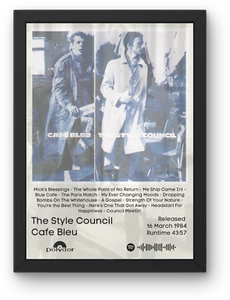 Style Council Cafe Bleu Tracklist Poster A1-5 Frame Opt Weller The Jam Mod - Imagen 1 de 1