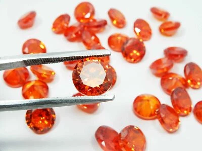 Spessartite Garnet 7 mm Calibrated Round Cut Loose Gemstone 50 Pcs - Image 1 of 4