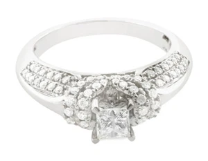 Genuine 1.25Ct Princess Diamond Engagement Ring 950 Platinum - Picture 1 of 3