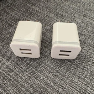 USB Wall Charger 2.1A Dual Port Cube Power Adapter White, 2-Pack - Picture 1 of 4