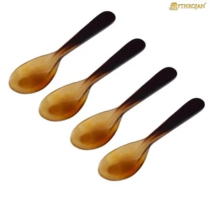 Medieval Genuine Horn Spoon Viking Events Cosplay 4.2 Inch Handcrafted Set of 4 - Imagen 1 de 12