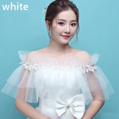 Malla Encaje Estrás Envolturas Chales Tippet Fuera del Hombro Novia Bodas Fiesta Foto 1 de 4