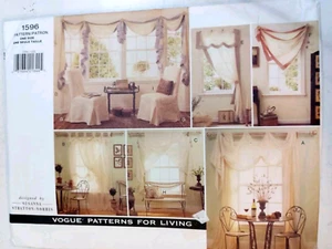 Pillow Swag Curtains Chair Cover Living Vogue 1596 Sewing Pattern UC VTG Valance - Picture 1 of 7