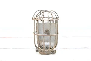 Vintage Light Cage Light Guard Industrial Shop Trouble Drop Work Cage Light Lamp - Picture 1 of 7