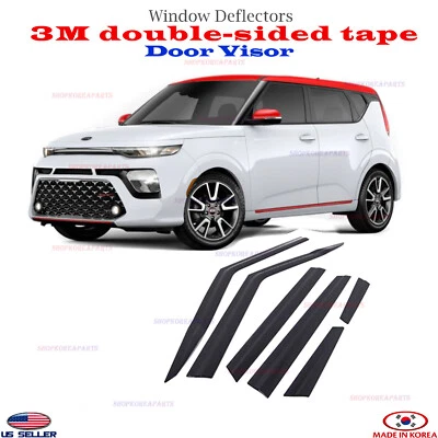 DOOR VISOR WINDOW VENT DEFLECTOR RAIN fits Kia SOUL Booster 2020-2025 ⭐6pcs⭐ - Изображение 1 из 4