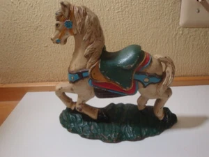Heavy Cast Iron CAROUSEL HORSE Figural Doorstop / Bookend / Fireplace Decor - Picture 1 of 6
