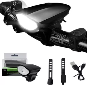 Bike Lights with Horn Set USB Rechargeable Bike Accessories for Kids Adults Wate - Picture 1 of 7