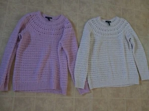 VTG LAUREN RALPH LAUREN Pink Ivory Women's Crew Neck Sweater Sz XL Lot of 2 - Picture 1 of 3