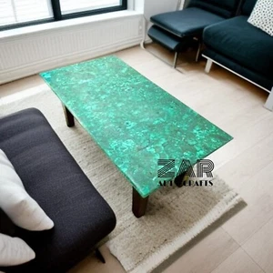 Green Malachite Marble Table Top, Handmade Malachite Table Top for Home Decor - Picture 1 of 6