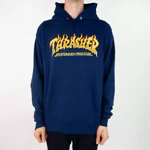 Thrasher Fire Logo Hoodie - Navy - Picture 1 of 6