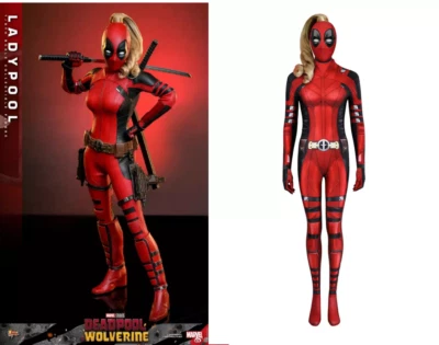 Lady Deadpool Cosplay Jumpsuit Mask Deadpool 3 Cos Suit Costume Halloween Women - Image 1 of 4
