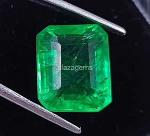 Natural Colombian Green Emerald Certified 10. Ct Emerald Cut Loose Gemstone 4SUZ - Picture 1 of 6