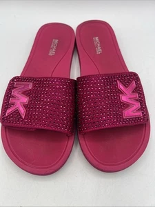 Michael Kors MK Rhinestones Slides Dragonfruit size 6M - Picture 1 of 11