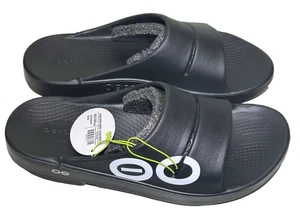Oofos OOahh Sport Slide Sandal Mens 13 Black White Recovery Comfort Sandal Slide - Picture 1 of 8