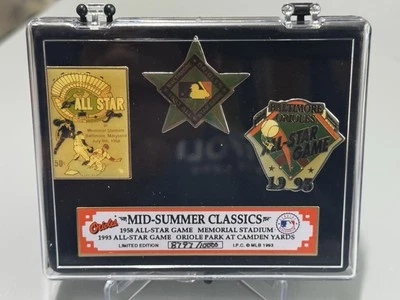 BALTIMORE ORIOLES MID SUMMER CLASSICS ALL-STAR Pin Set Limited Edition 1958 1993 - Image 1 of 2