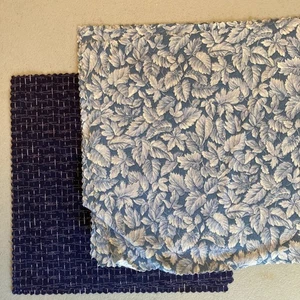 Joan Kessler Concord Aqua Cotton Fabric 2 squares - 9X9 & Navy & White - 8X8 - Picture 1 of 5